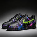Custom Air Force 1 Sneakers Custom Shoes Neon Splatter Streetwear Gift For Friend Birthday