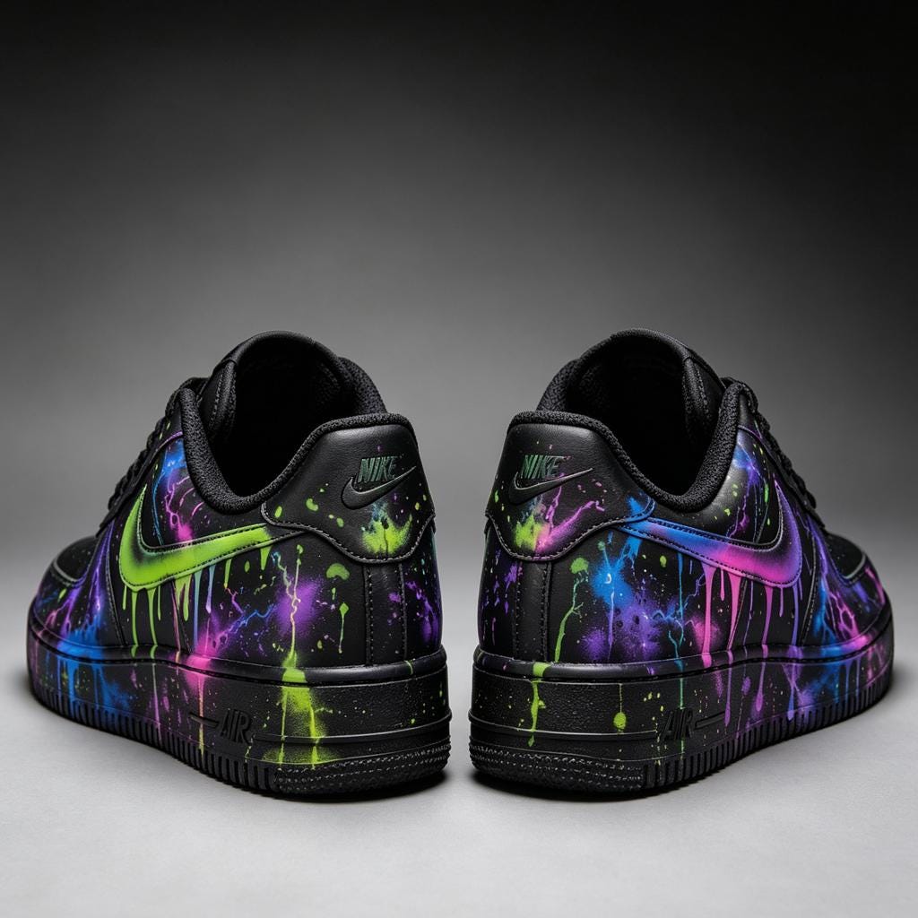 Custom Air Force 1 Sneakers Custom Shoes Neon Splatter Streetwear Gift For Friend Birthday