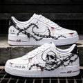 Custom Skull Barbed Wire Sneakers,Hand Painted AF1 Streetwear Shoes,Personalized Gift for him