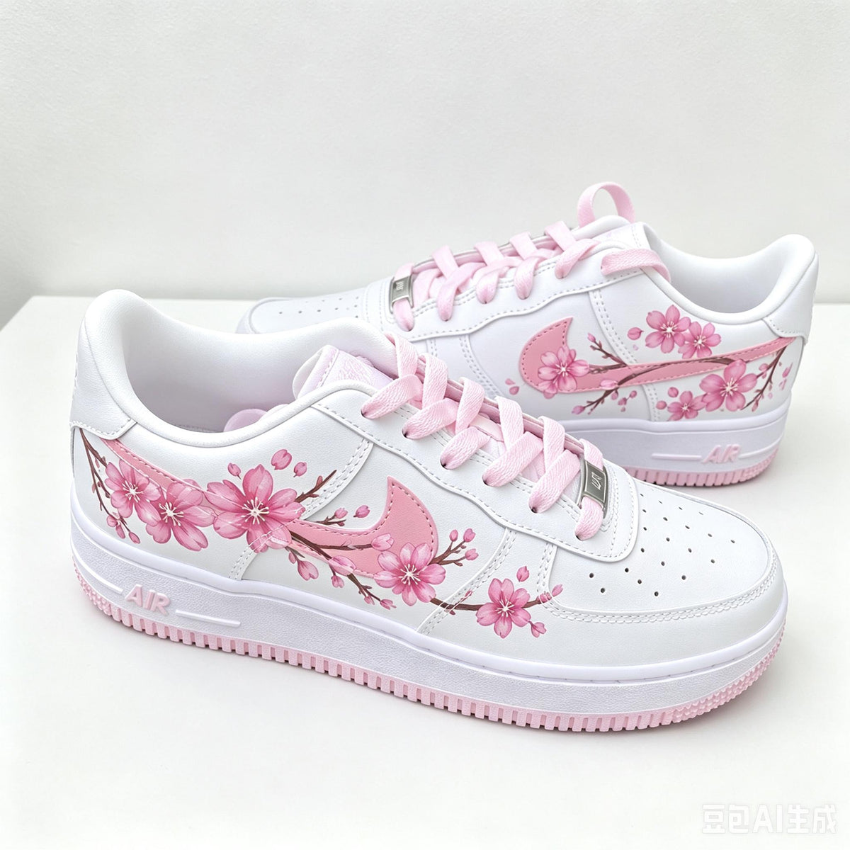 Custom Pink Shoes Air Force 1 ,Hand Painted Cherry Blossom Floral Sneakers Spring Aesthetic Custom Footwear for Daughter Birthday