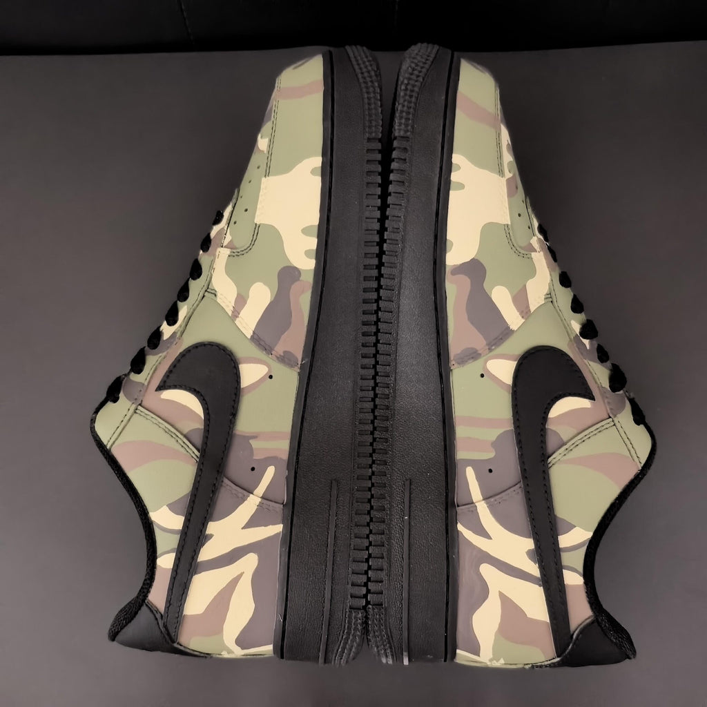 Custom Camo Air Force 1 Sneakers,Hand Painted Green Camouflage,Green Camo AF1 Gift for Him