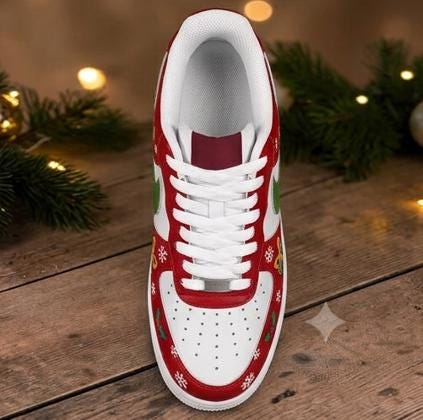 Custom Merry Christmas Design AF1 Sneakers | Hand Painted Streetwear Footwear