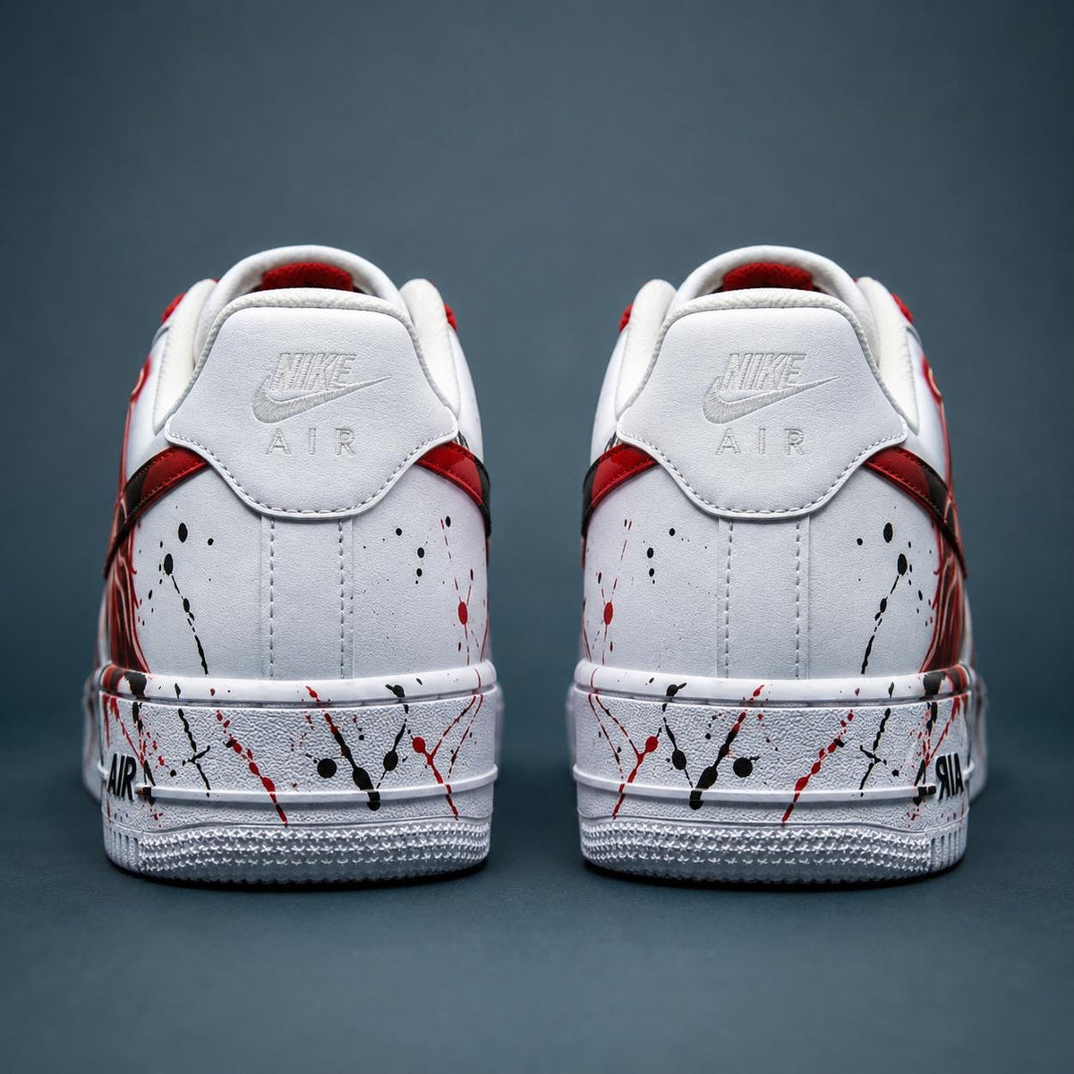 Customized White Air Force 1,Hand-Painted Red Angel Sneakers,Red&Black Splash Shoes,Gothic Dark Style AF1,A Unique Gift For Him/Her