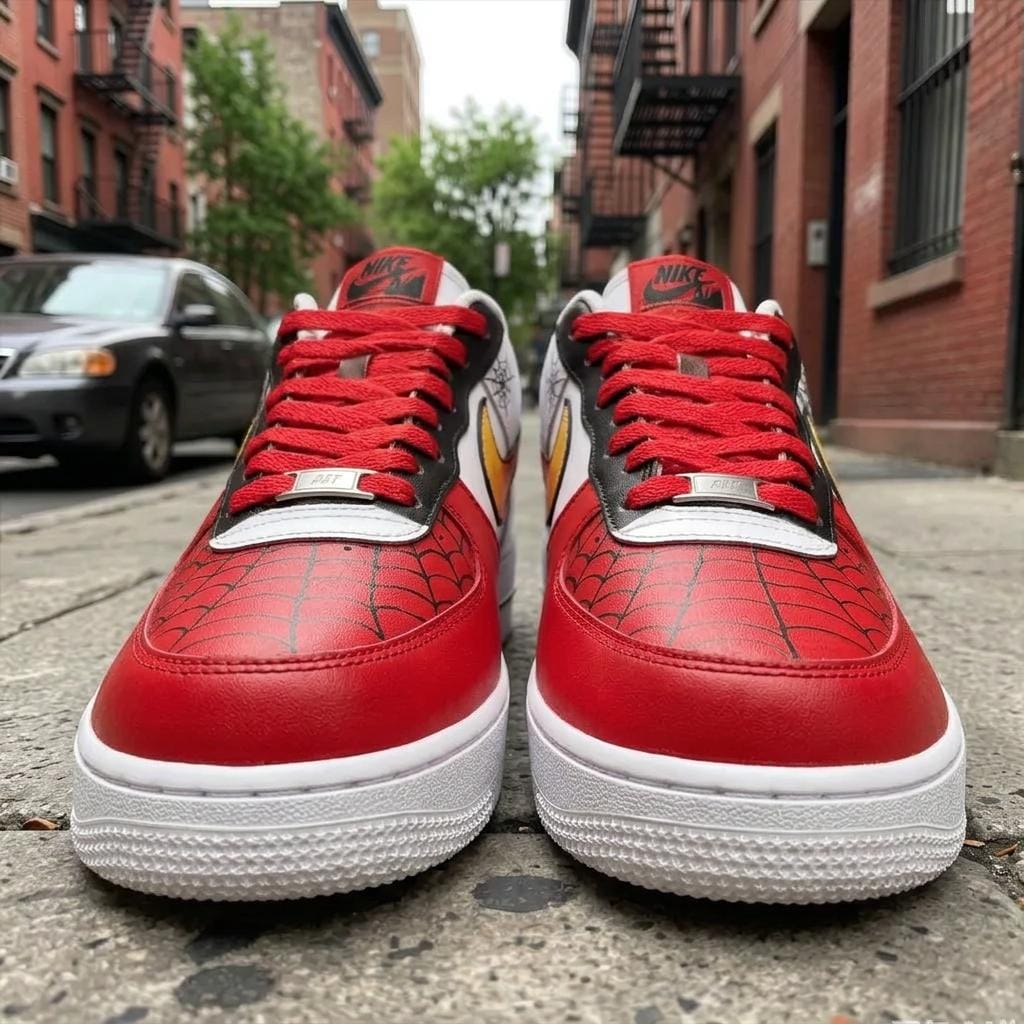 Customized Red Air Force 1,Hand-Painted Spider Cartoon Shoes, Sartoon Style Shoes,Birthday Gift For Son