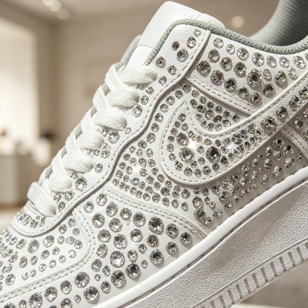 Handmade Crystal Embellished Air Force 1 Custom Sneakers Unique Sparkle Art Shoes Birthday Gift For Her