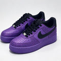 Custom Air Force 1 Purple Rhinestone Sneakers, Bling Streetwear Kicks, Unique Designer Footwear for Party & Birthday
