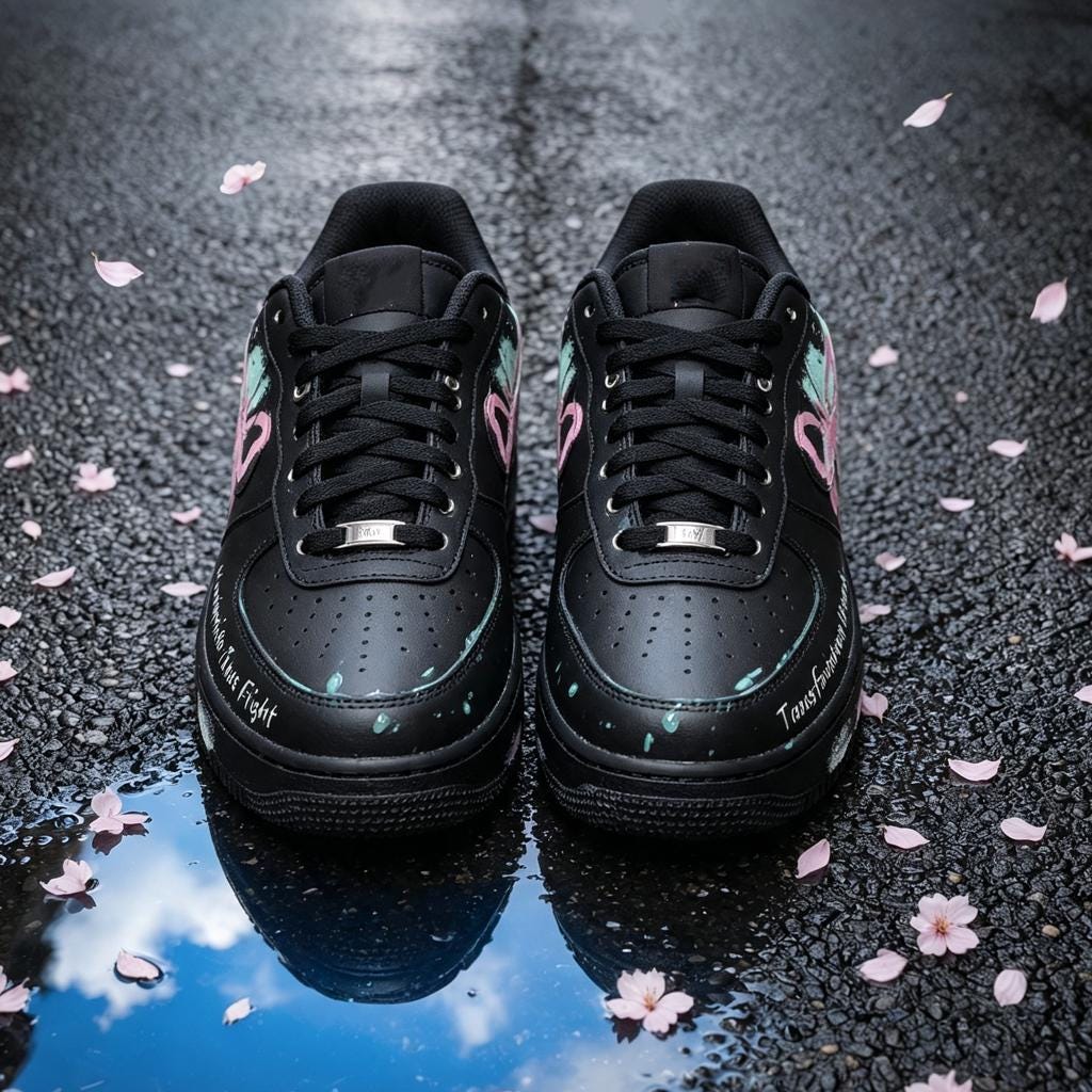 Customized black Air Force One, hand-painted butterfly & dripping sneakers, by2 style custom shoes, birthday gift for daughter