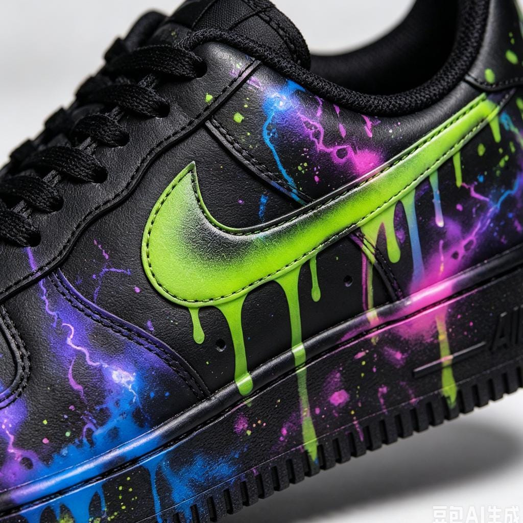 Custom Air Force 1 Sneakers Custom Shoes Neon Splatter Streetwear Gift For Friend Birthday