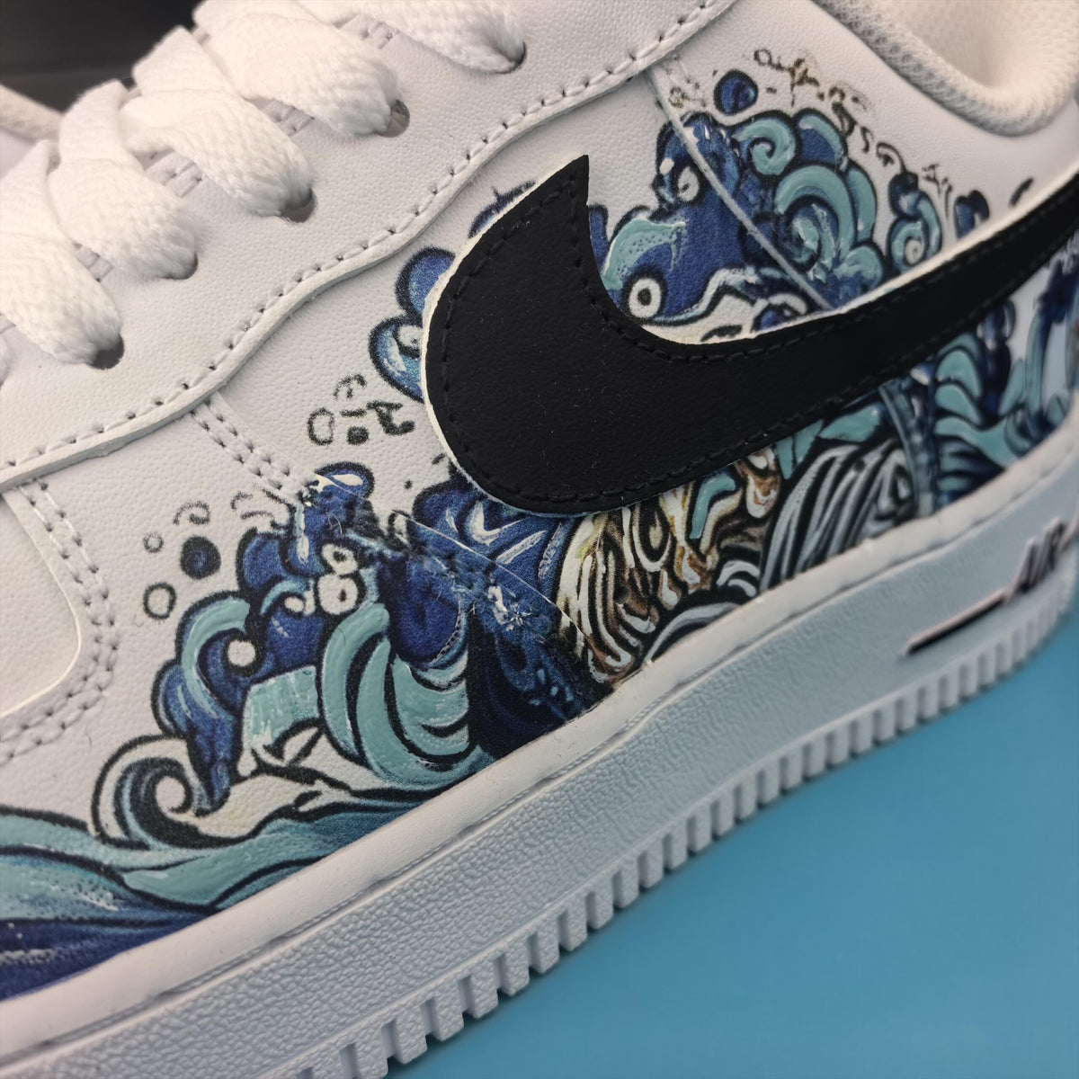 Custom Air Force 1, Hand Painted Kanagawa Shoes, Ukiyo-e Art Inspired White Air Force One, Japanese Air Force One,A Unique Gift