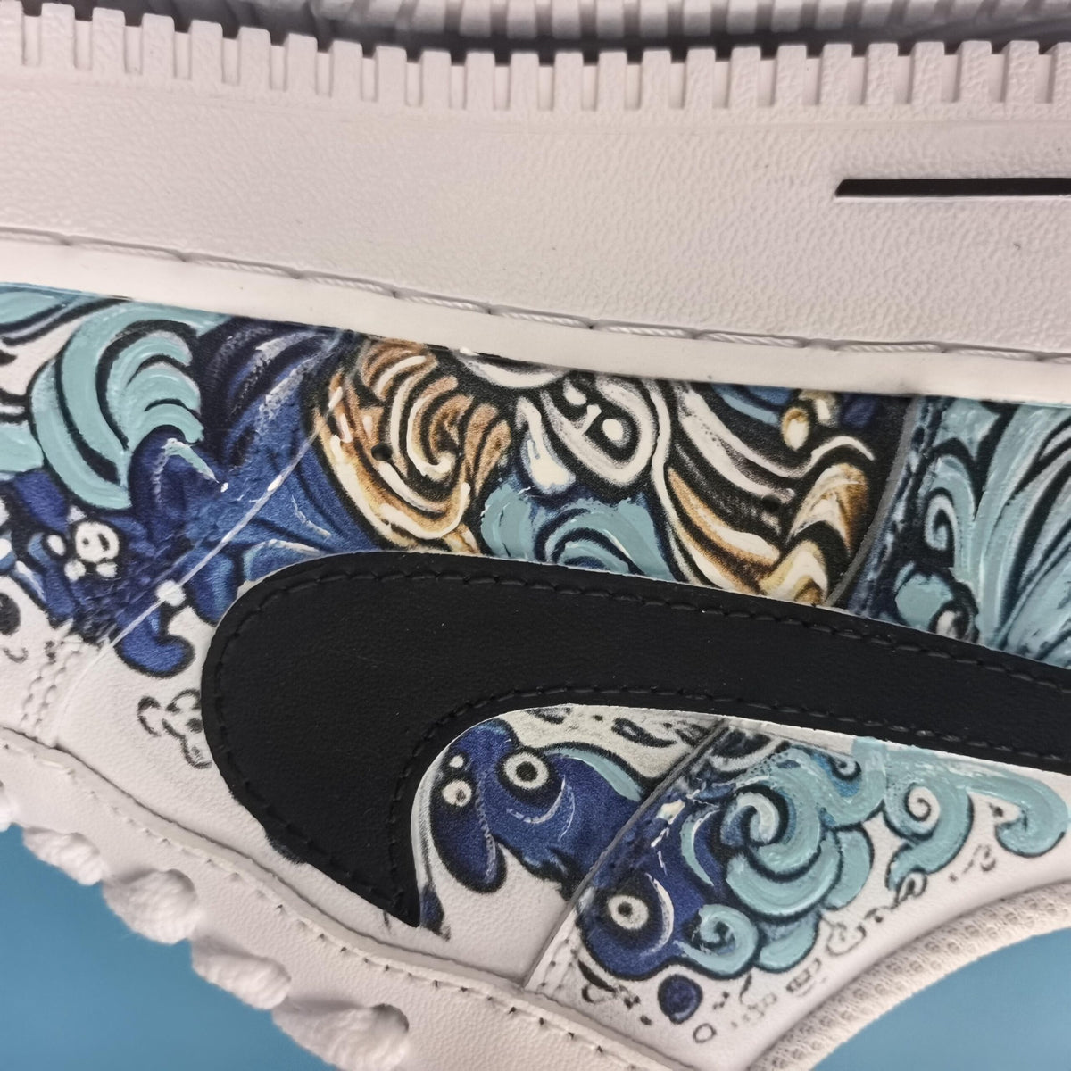Custom Air Force 1, Hand Painted Kanagawa Shoes, Ukiyo-e Art Inspired White Air Force One, Japanese Air Force One,A Unique Gift