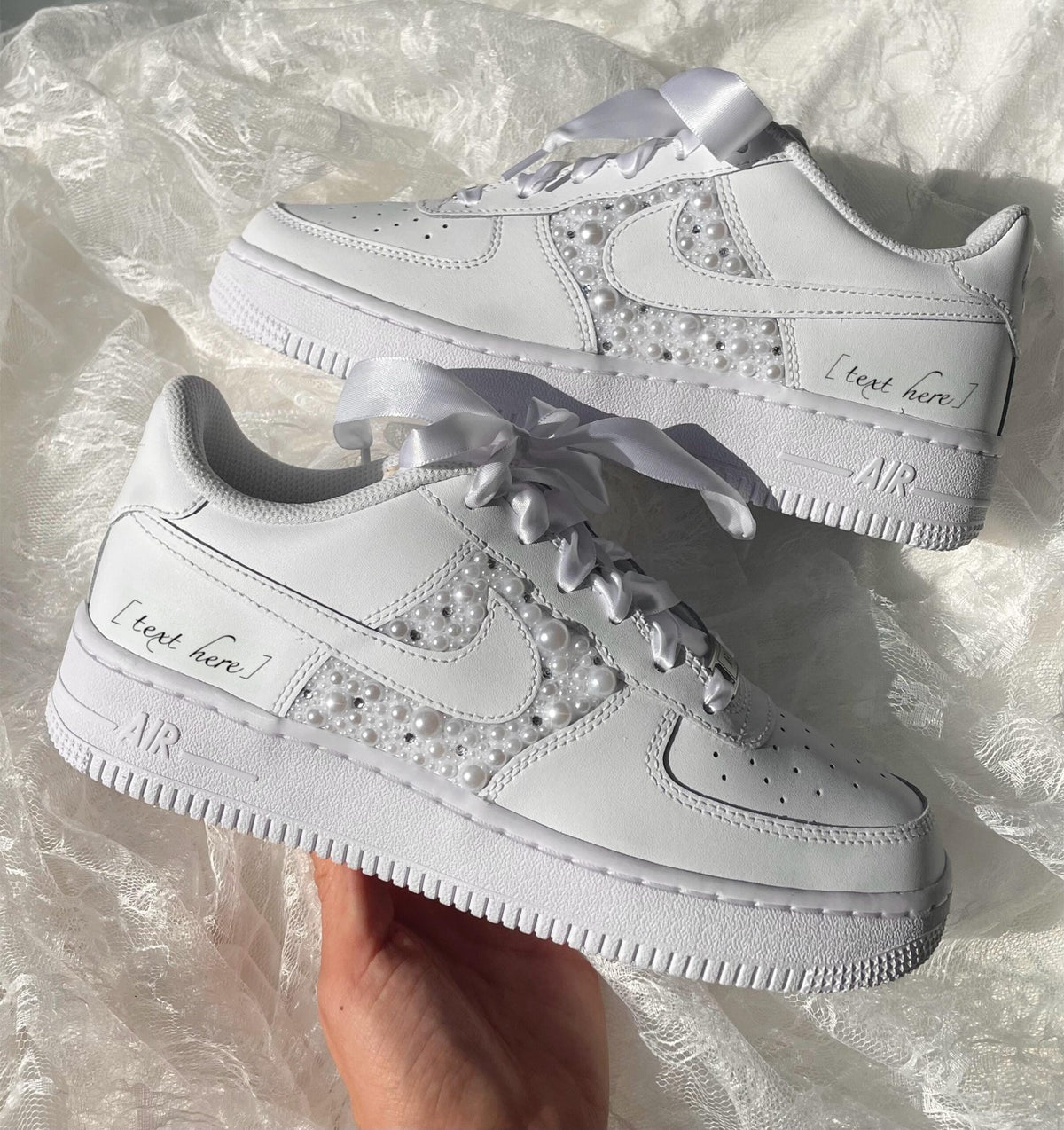 Personalized Bridal Sneakers: Hand-made Pearl Crystal Air Force 1