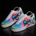 Custom Blue&Pink AF1 Sneakers , Hand Painted Neon Drip Footwear, Urban Streetwear Gift for Him, Custom Air Force 1 Shoes