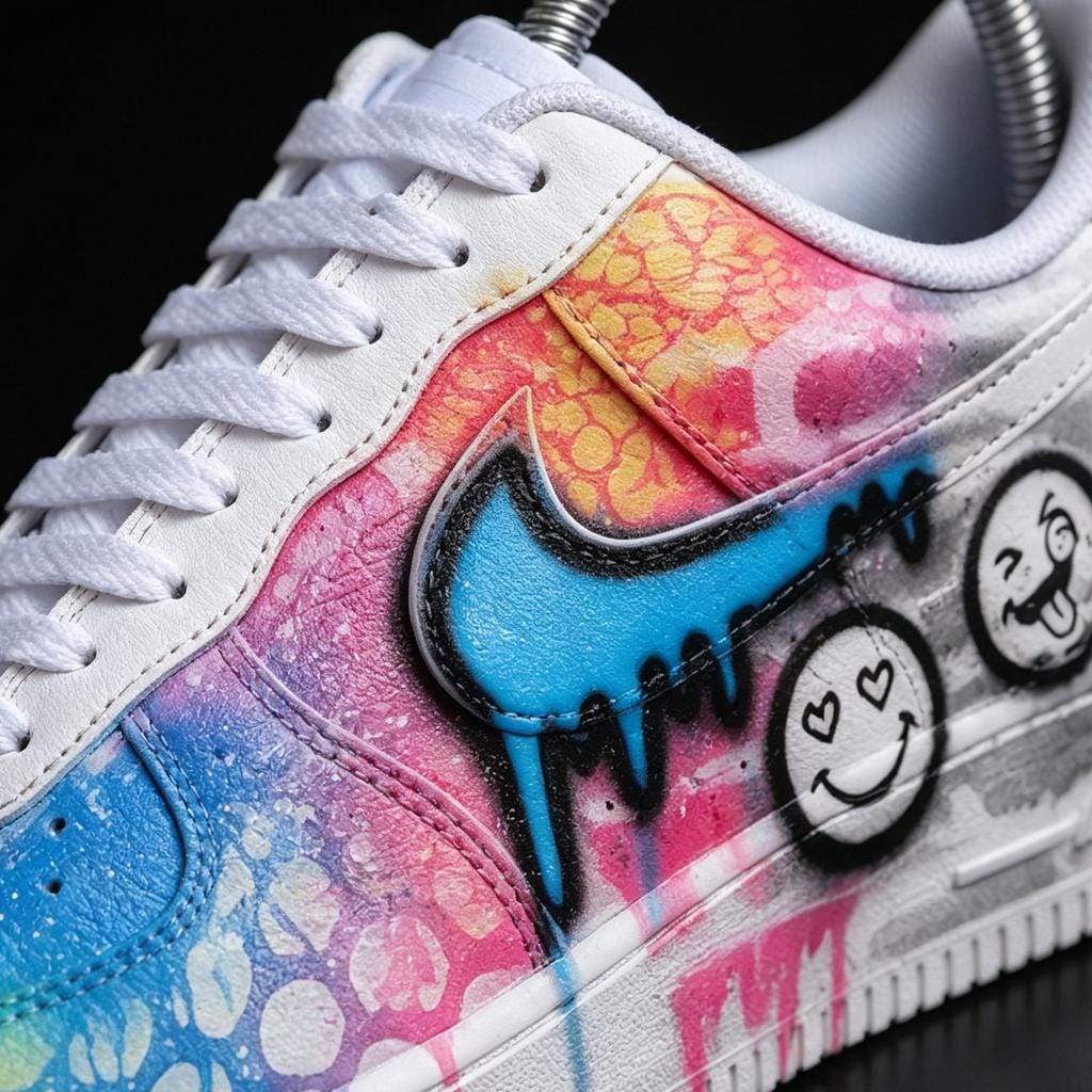 Custom Blue&Pink AF1 Sneakers , Hand Painted Neon Drip Footwear, Urban Streetwear Gift for Him, Custom Air Force 1 Shoes