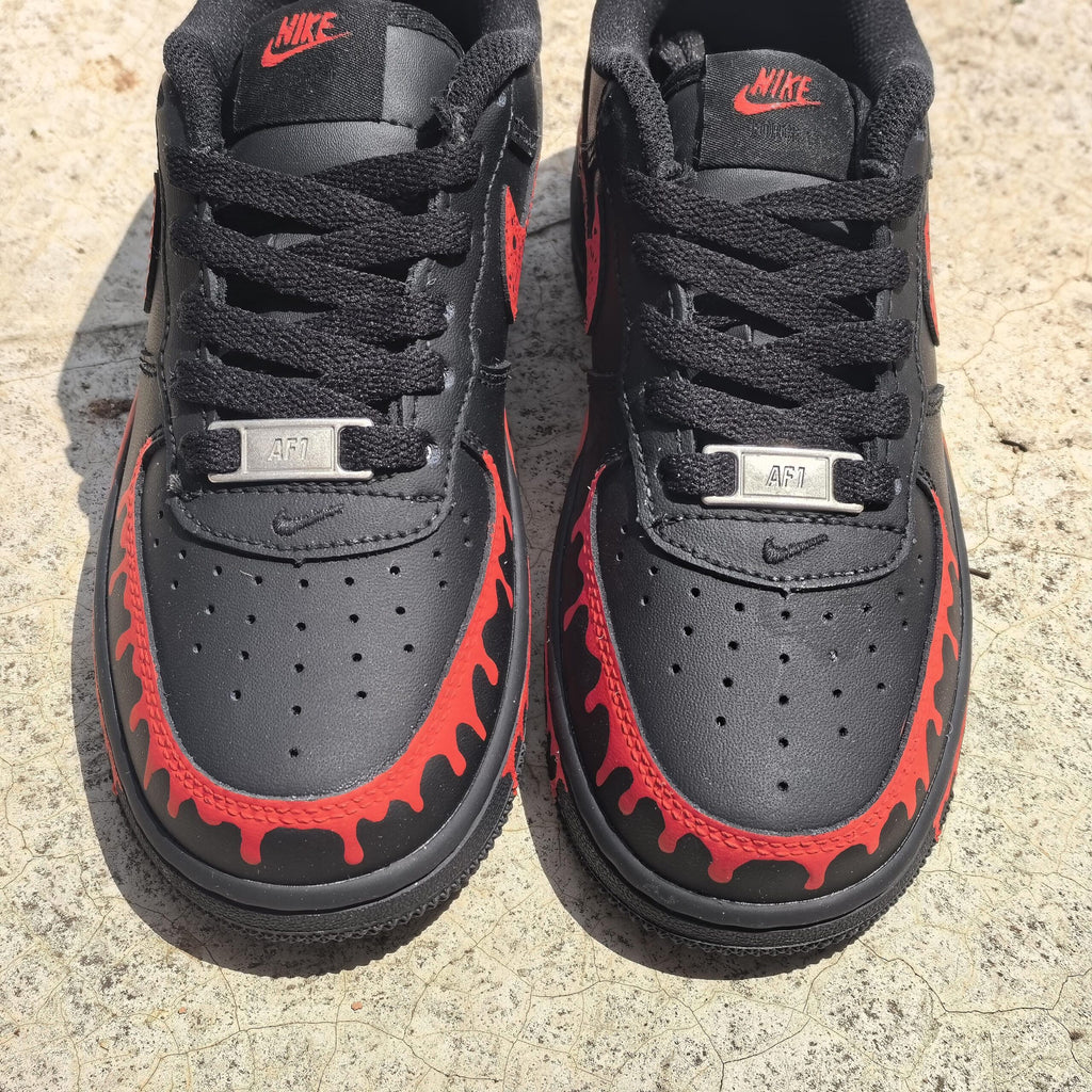Black&Red Drip Shoes Custom,Splash Drip Shoes Streetwear,Red Rope Lace Sneakers,Graduation Gift for Him