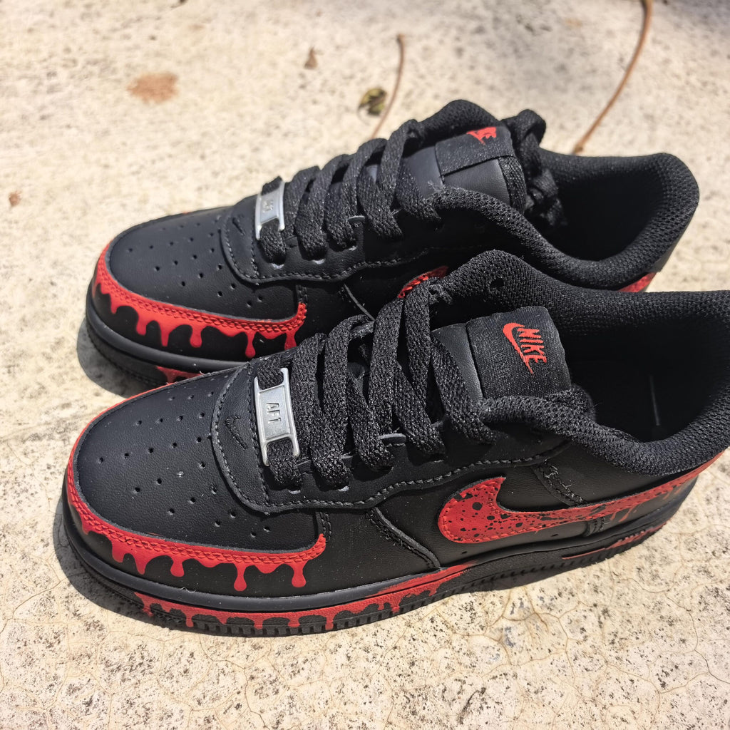 Black&Red Drip Shoes Custom,Splash Drip Shoes Streetwear,Red Rope Lace Sneakers,Graduation Gift for Him