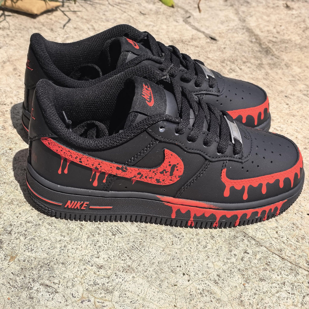 Black&Red Drip Shoes Custom,Splash Drip Shoes Streetwear,Red Rope Lace Sneakers,Graduation Gift for Him