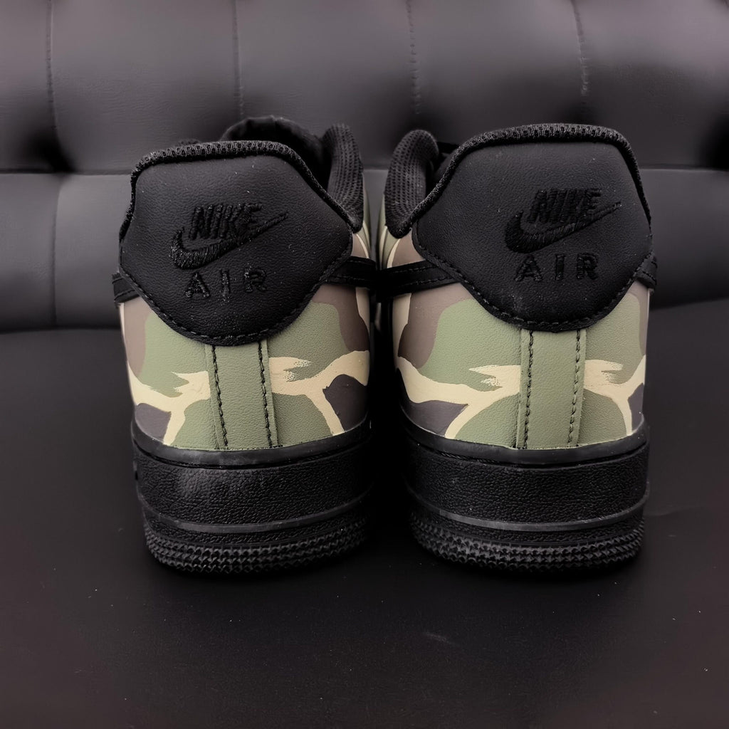 Custom Camo Air Force 1 Sneakers,Hand Painted Green Camouflage,Green Camo AF1 Gift for Him
