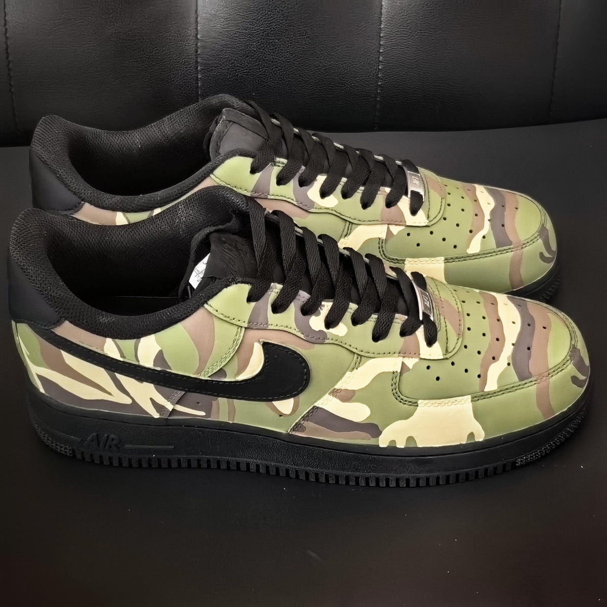 Custom Camo Air Force 1 Sneakers,Hand Painted Green Camouflage,Green Camo AF1 Gift for Him