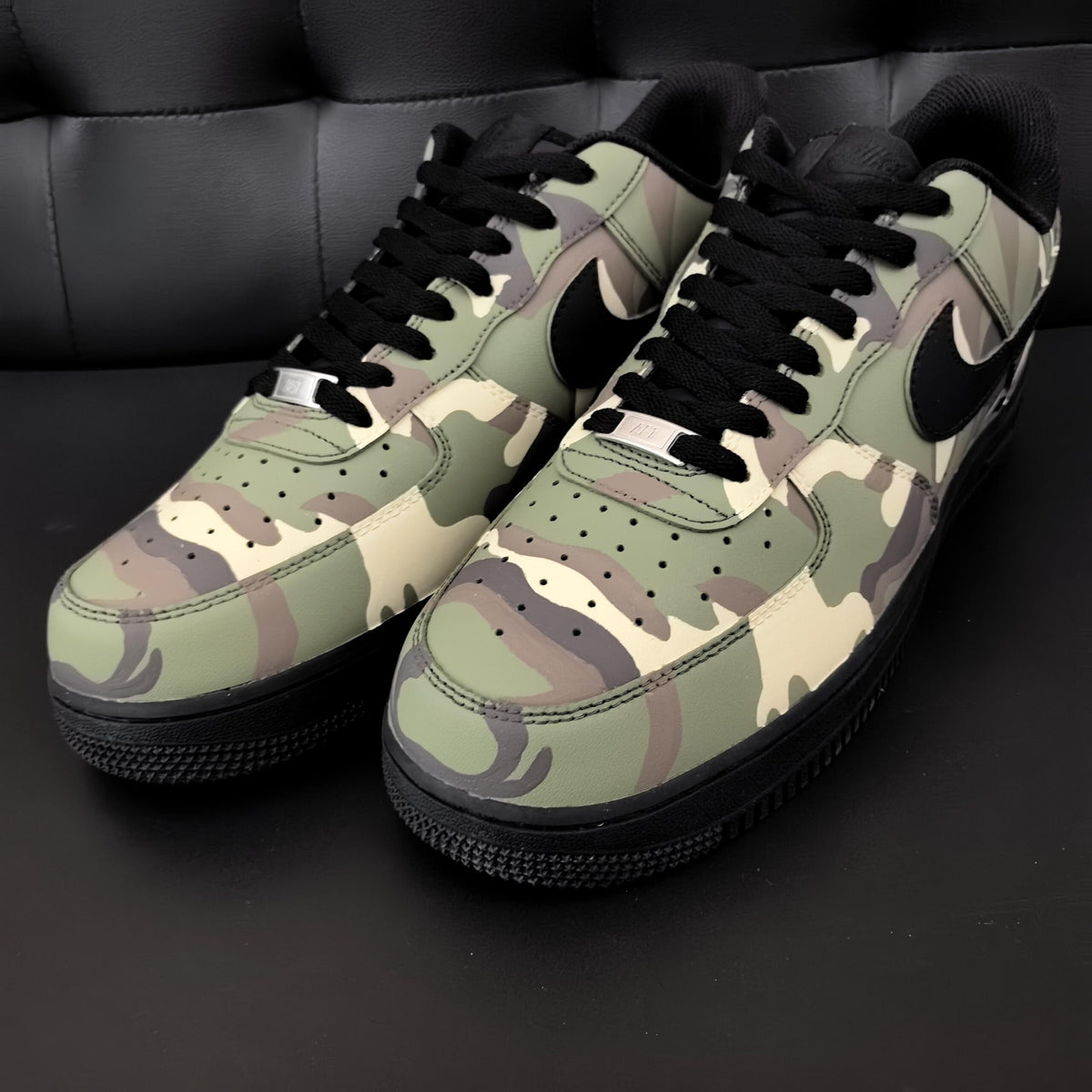 Custom Camo Air Force 1 Sneakers,Hand Painted Green Camouflage,Green Camo AF1 Gift for Him