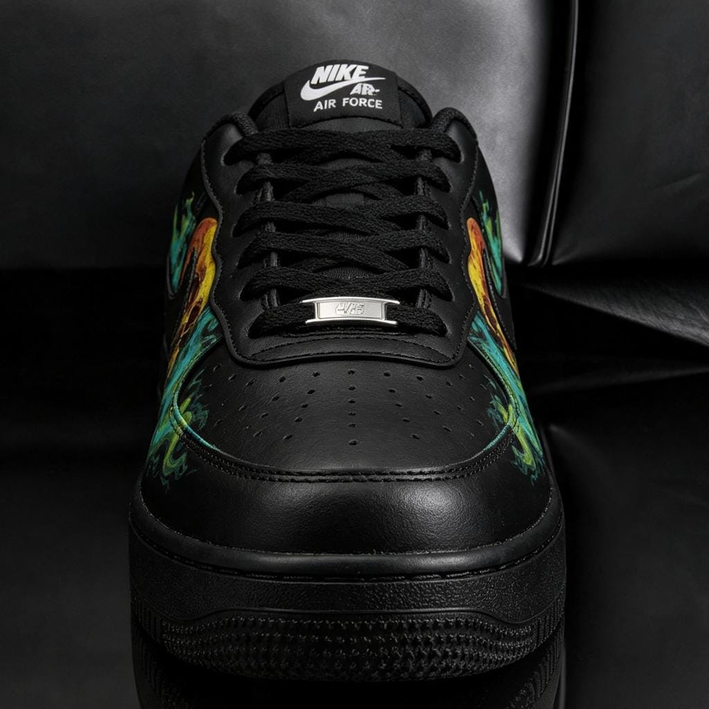Custom Skull Air Force 1 Sneakers, Hand Painted Skull Shoes, Gothic Smoke Art Footwear, Unique Birthday Gift for Him