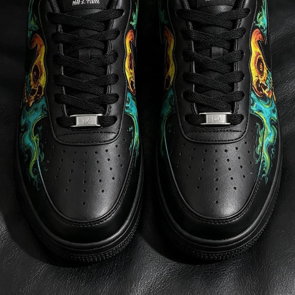Custom Skull Air Force 1 Sneakers, Hand Painted Skull Shoes, Gothic Smoke Art Footwear, Unique Birthday Gift for Him