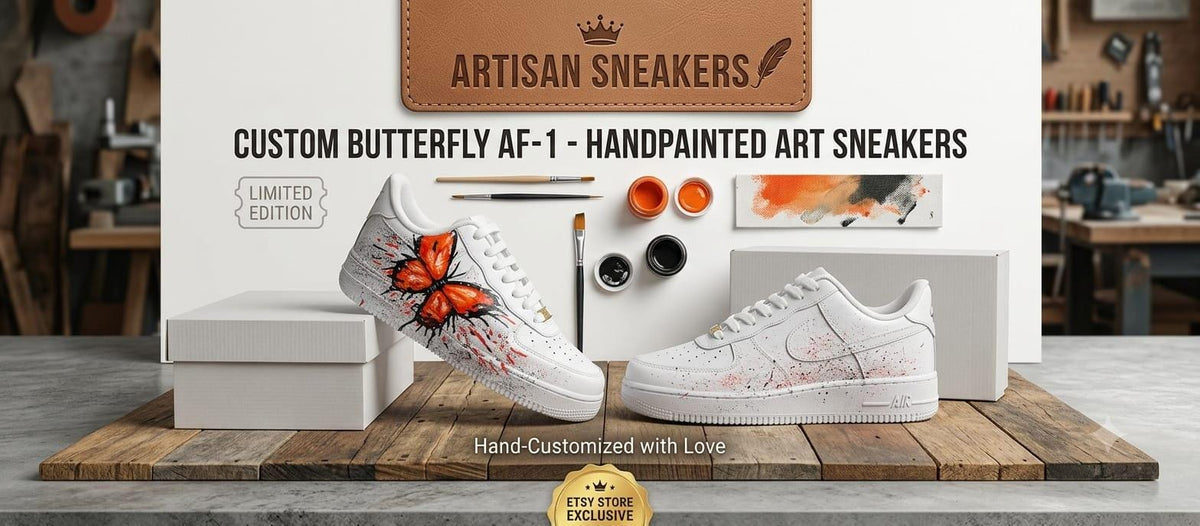 Custom Painted Shoes,Orange Butterfly,Birthday Gift,Personalized