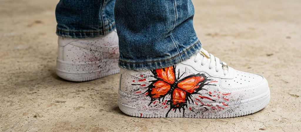 Custom Painted Shoes,Orange Butterfly,Birthday Gift,Personalized