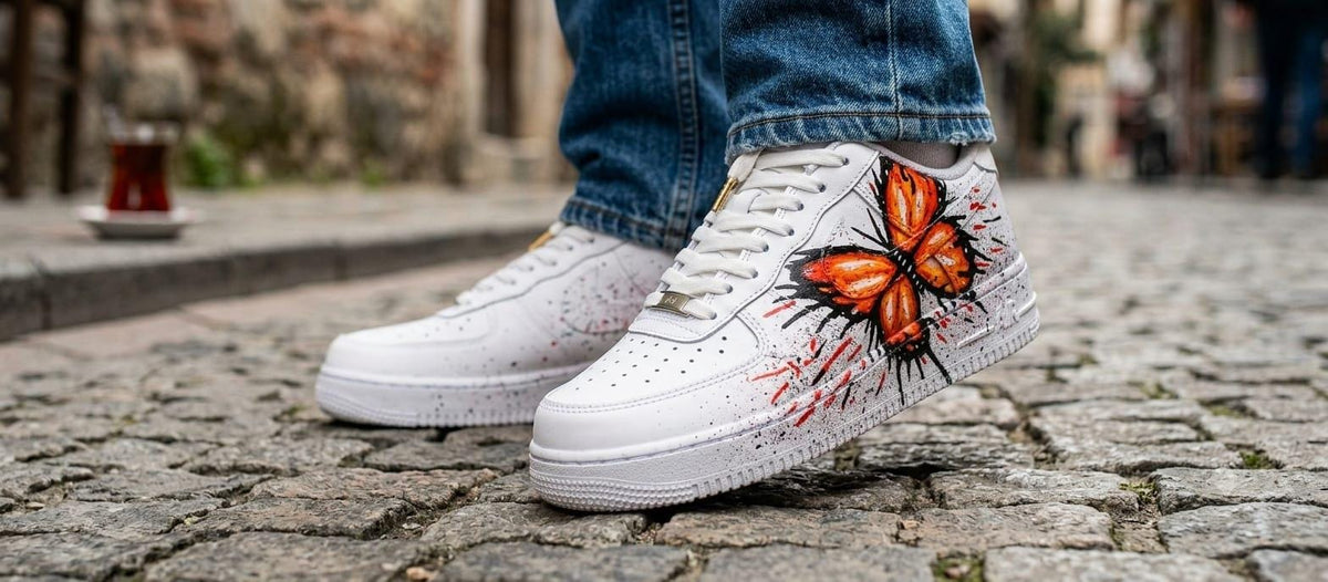 Custom Painted Shoes,Orange Butterfly,Birthday Gift,Personalized