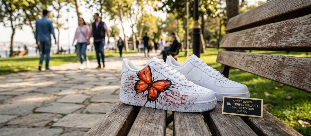 Custom Painted Shoes,Orange Butterfly,Birthday Gift,Personalized