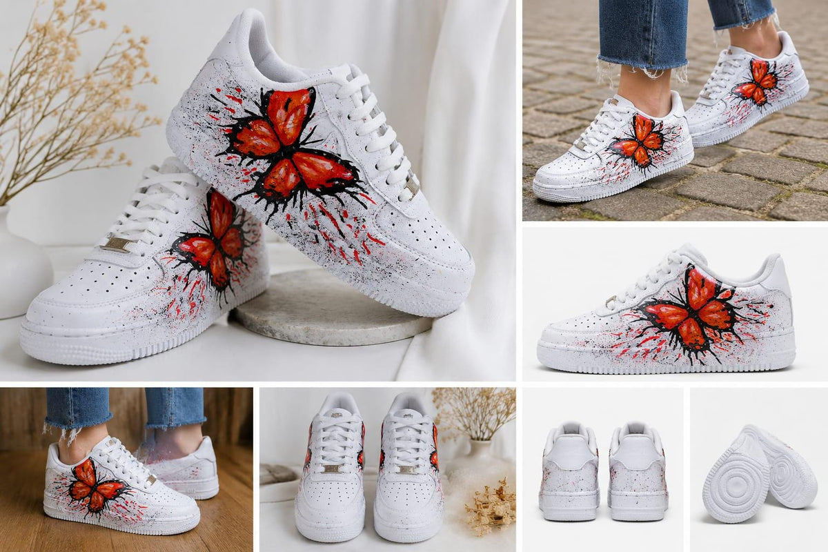Custom Painted Shoes,Orange Butterfly,Birthday Gift,Personalized