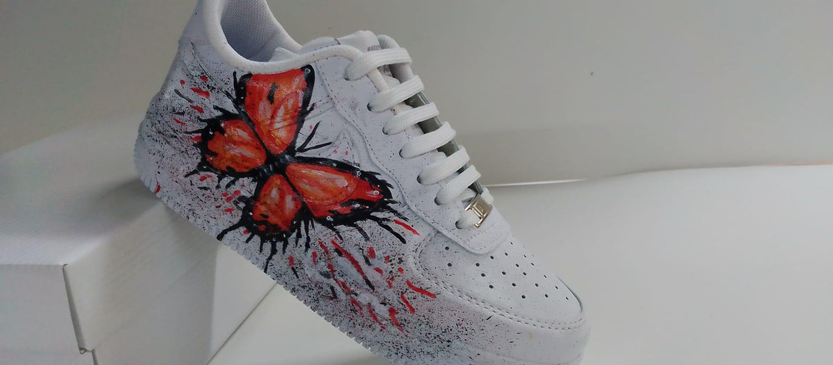Custom Painted Shoes,Orange Butterfly,Birthday Gift,Personalized