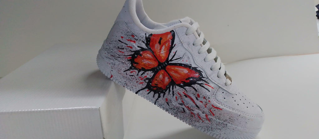 Custom Painted Shoes,Orange Butterfly,Birthday Gift,Personalized