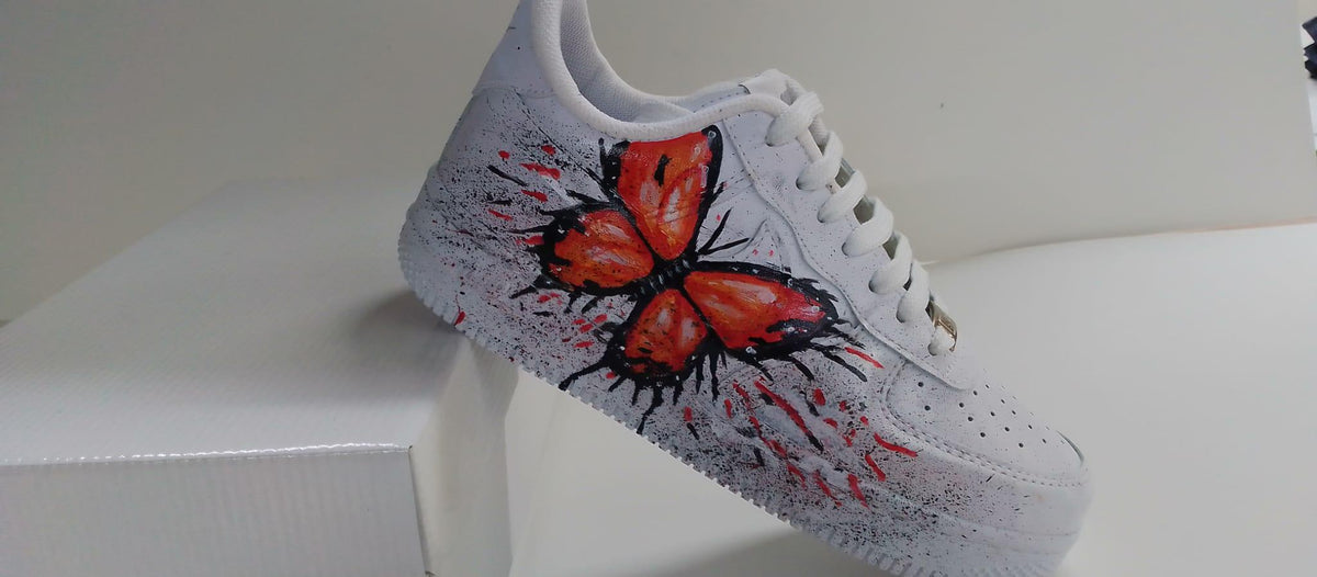 Custom Painted Shoes,Orange Butterfly,Birthday Gift,Personalized
