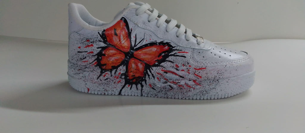 Custom Painted Shoes,Orange Butterfly,Birthday Gift,Personalized