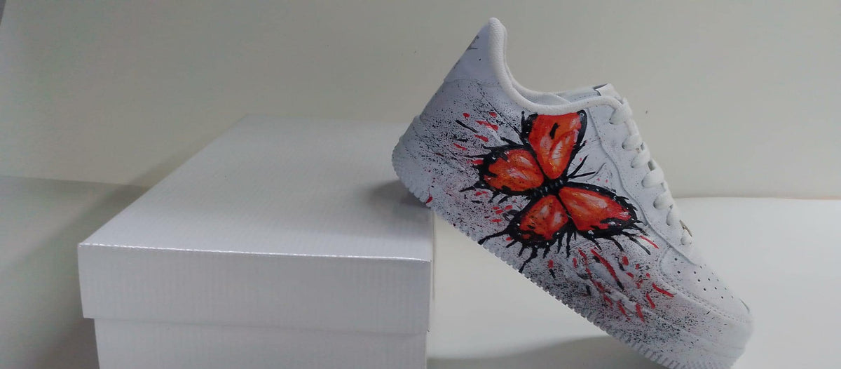 Custom Painted Shoes,Orange Butterfly,Birthday Gift,Personalized
