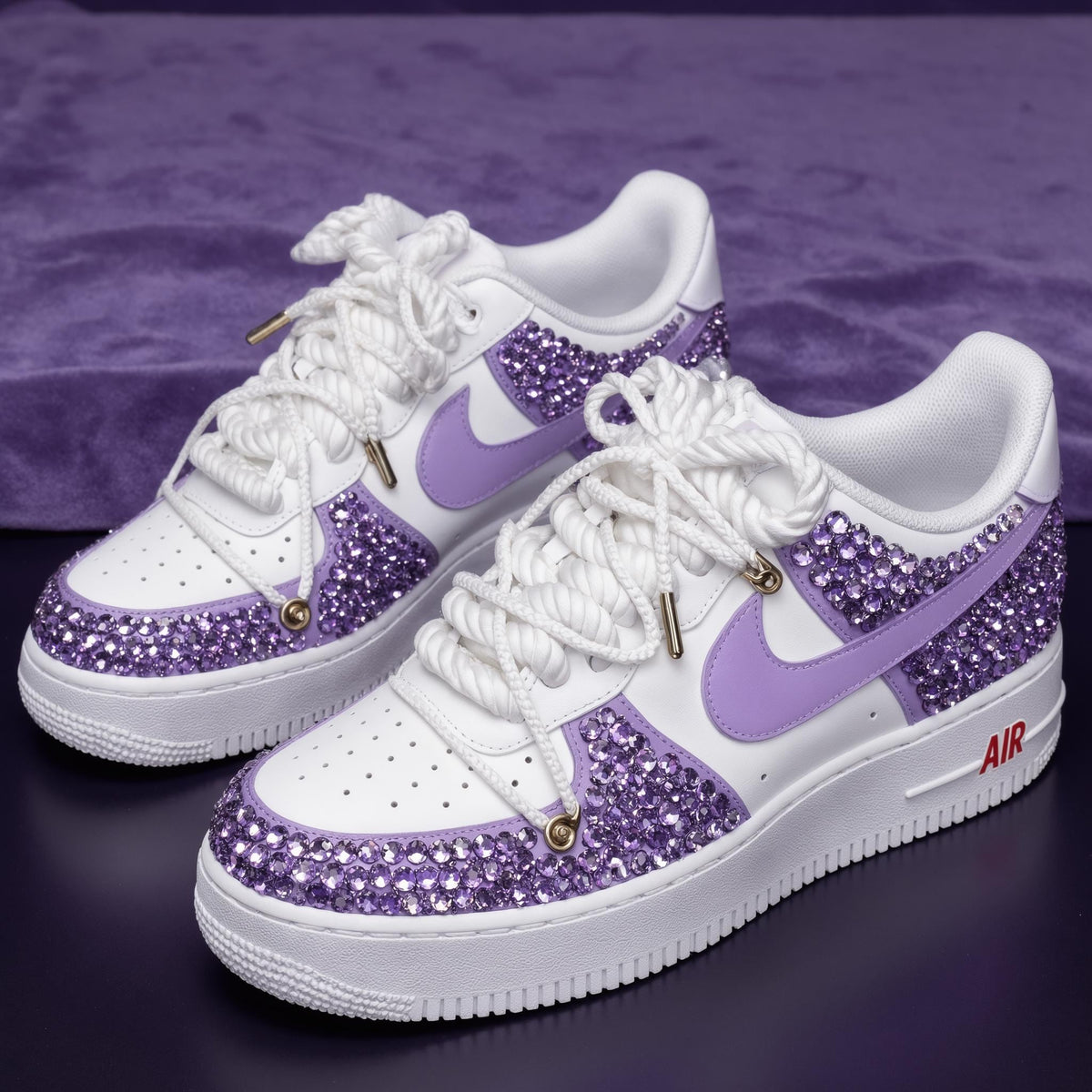 Purple crystal custom AF1, sparkling party shoes, a unique birthday and graduation gift for her