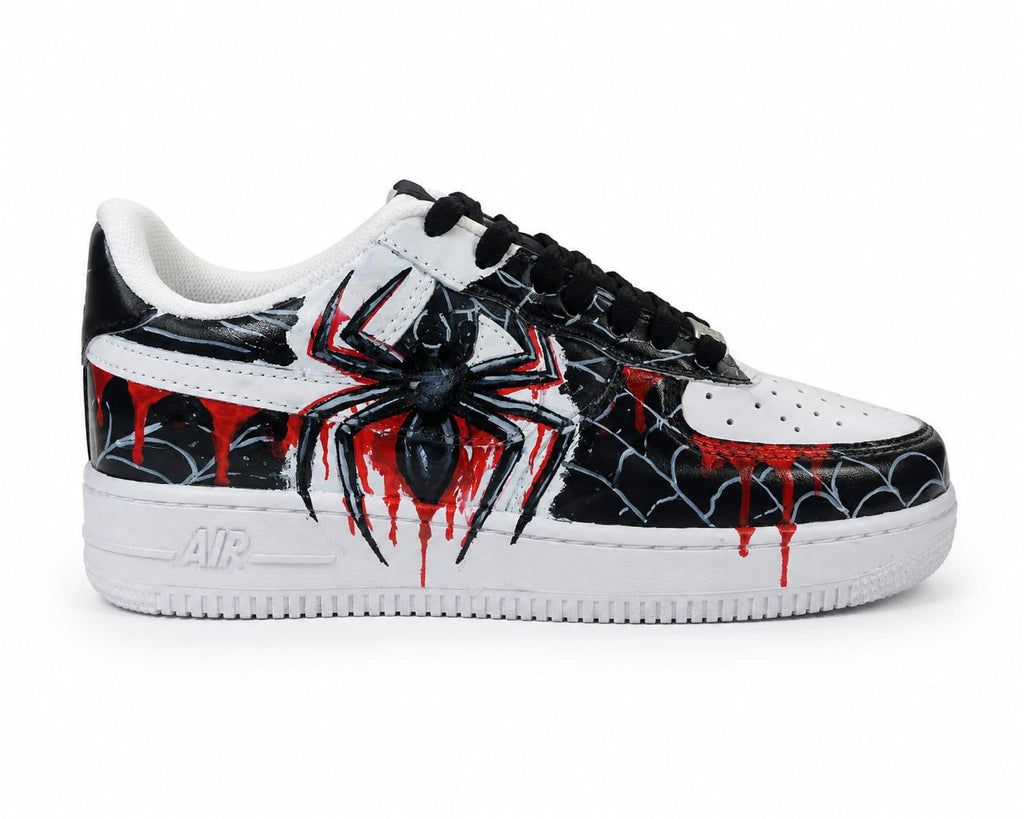 Custom Hand-Painted Spider Sneaker /Black & Red Streetwear Shoes /Unigue Gothic Artwork /Handmade Statement Sneakers .