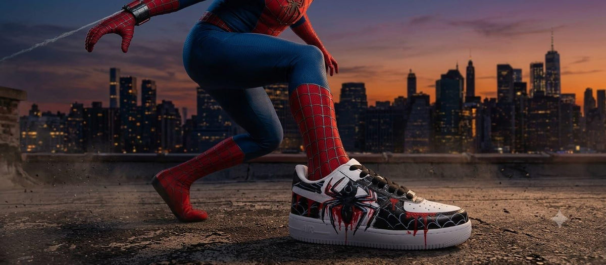 Custom Hand-Painted Spider Sneaker /Black & Red Streetwear Shoes /Unigue Gothic Artwork /Handmade Statement Sneakers .