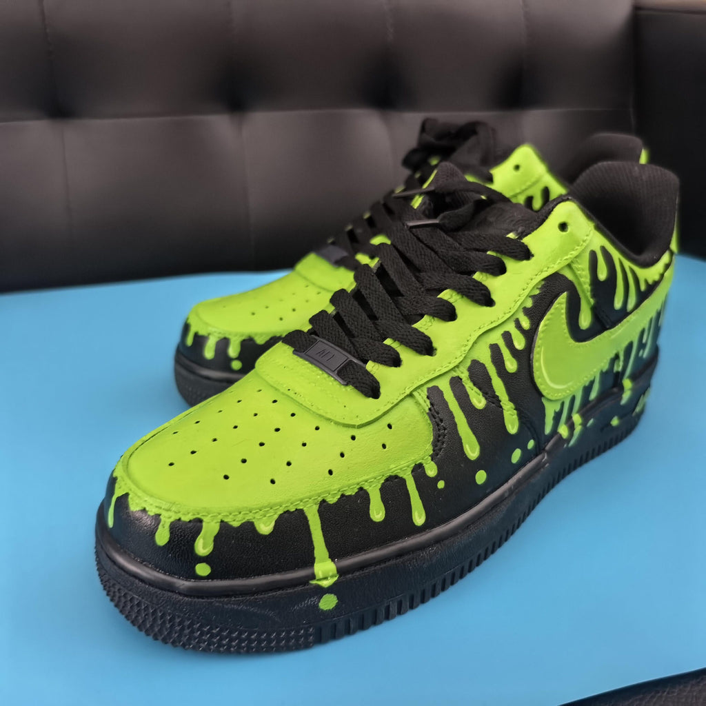 Neon Green Drip Air Force 1 ??Personalized Hand Painted AF1 Sneakers for Streetwear Style Birthday Graduation Gift