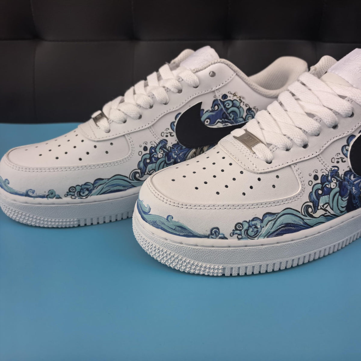 Custom Air Force 1, Hand Painted Kanagawa Shoes, Ukiyo-e Art Inspired White Air Force One, Japanese Air Force One,A Unique Gift