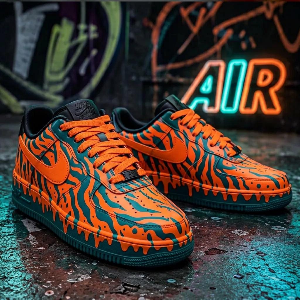 Custom Green&Purple Drip Air Force 1 Sneakers,Hand-Painted Cyberpunk Style AF1 Kicks, Gothic Gift for Him