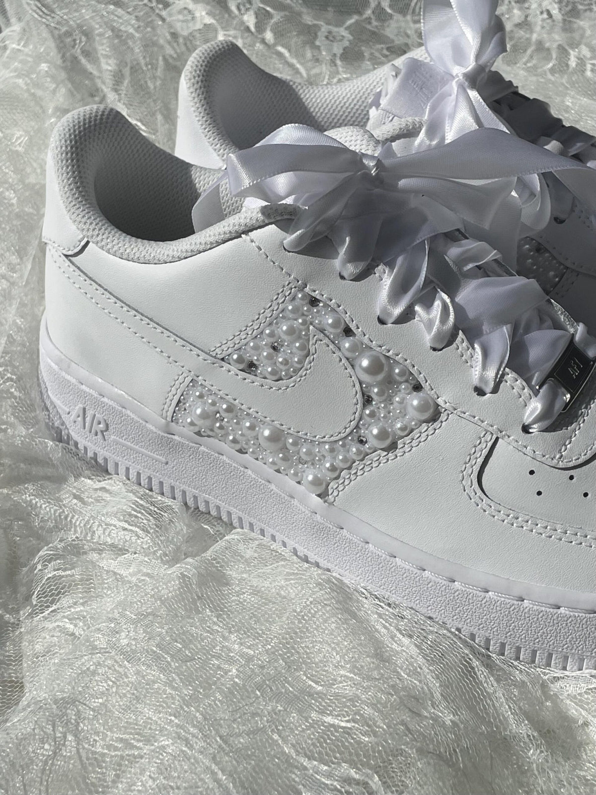Personalized Bridal Sneakers: Hand-made Pearl Crystal Air Force 1