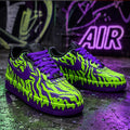 Custom Green&Purple Drip Air Force 1 Sneakers,Hand-Painted Cyberpunk Style AF1 Kicks, Gothic Gift for Him