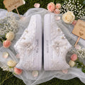 Wedding Sneakers Lace Pearl, White Bridal Shoes for Bride, Personalized Reception Sneakers
