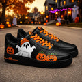 Custom Halloween Ghost Pumpkin Air Force 1 Sneakers, Hand Painted Halloween Ghost AF1 Shoes, Halloween Custom Sneakers, Halloween Gift