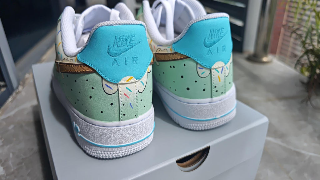 Ice Cream AF1s,Hand Painted Drip Shoes,Mint Sundae Custom Sneakers, Sweet Summer Gift,Minty Sprinkles Sneakers