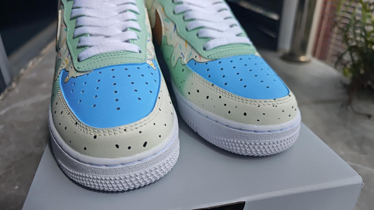 Ice Cream AF1s,Hand Painted Drip Shoes,Mint Sundae Custom Sneakers, Sweet Summer Gift,Minty Sprinkles Sneakers
