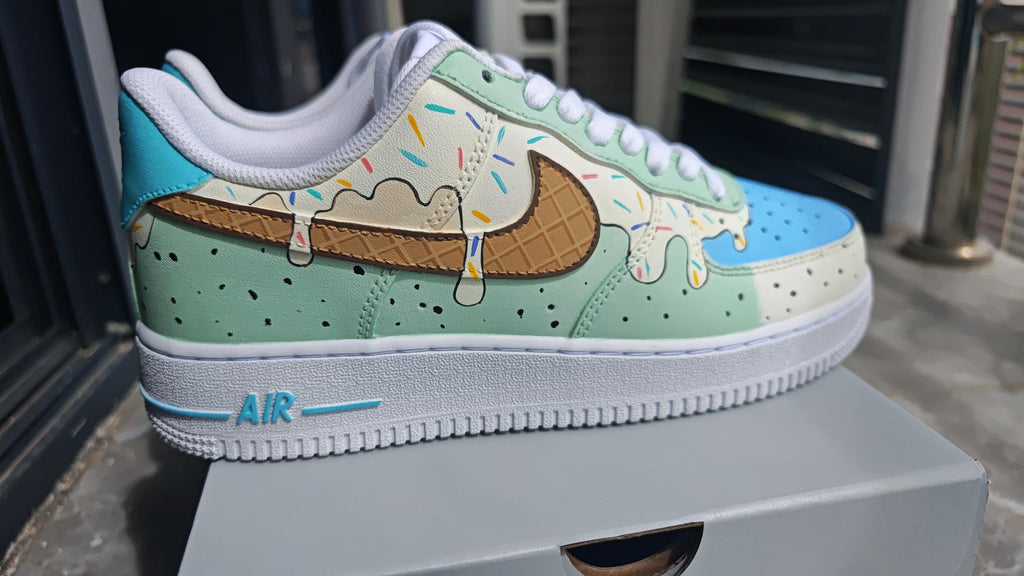Ice Cream AF1s,Hand Painted Drip Shoes,Mint Sundae Custom Sneakers, Sweet Summer Gift,Minty Sprinkles Sneakers
