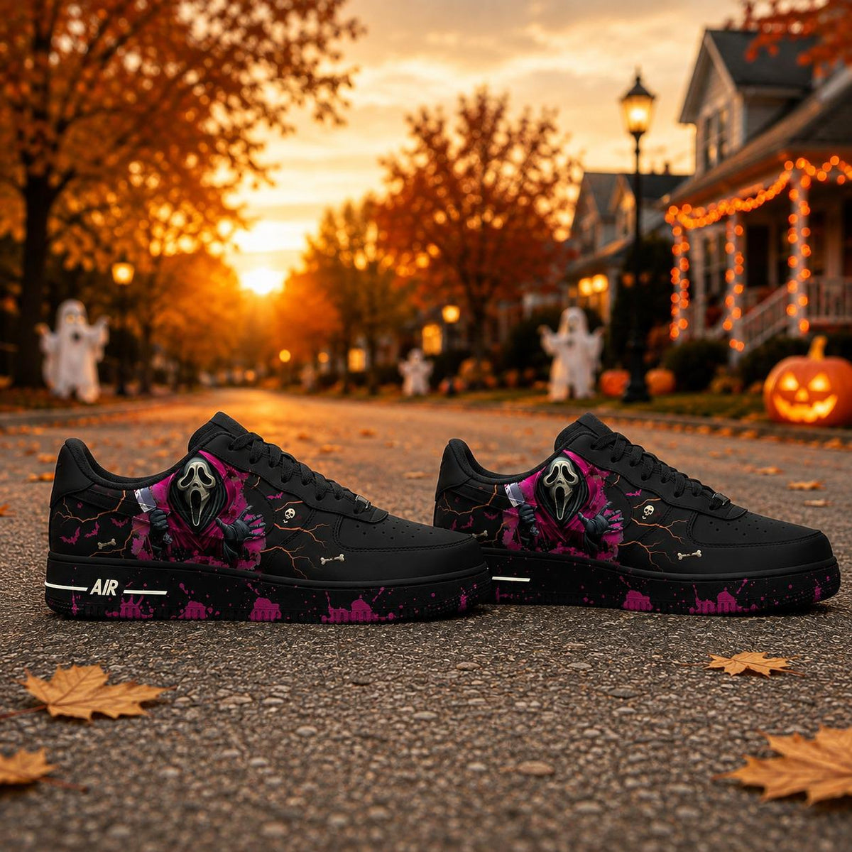 Ghostface Custom Air Force 1 Shoes, Hand Painted Halloween Ghost AF1 Sneakers, Halloween Horror Sneakers, Halloween Gift