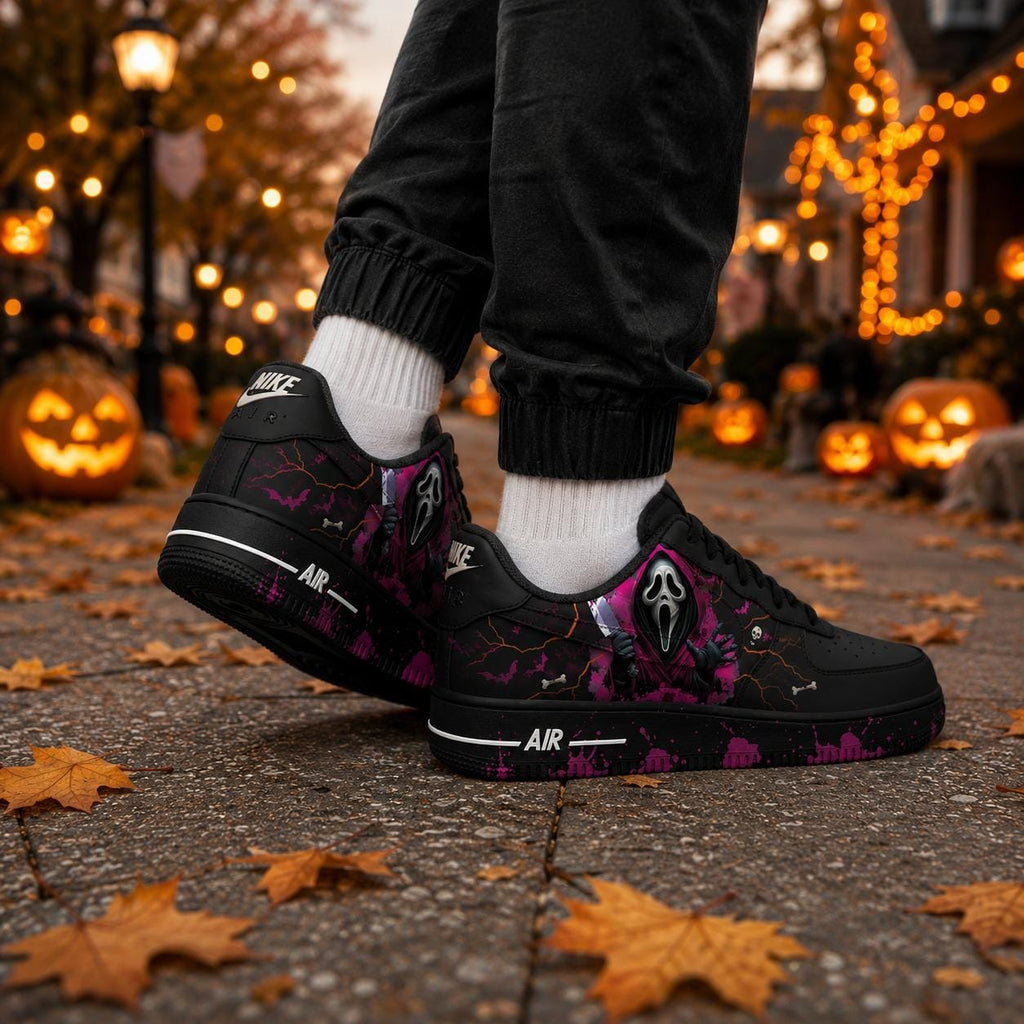 Ghostface Custom Air Force 1 Shoes, Hand Painted Halloween Ghost AF1 Sneakers, Halloween Horror Sneakers, Halloween Gift